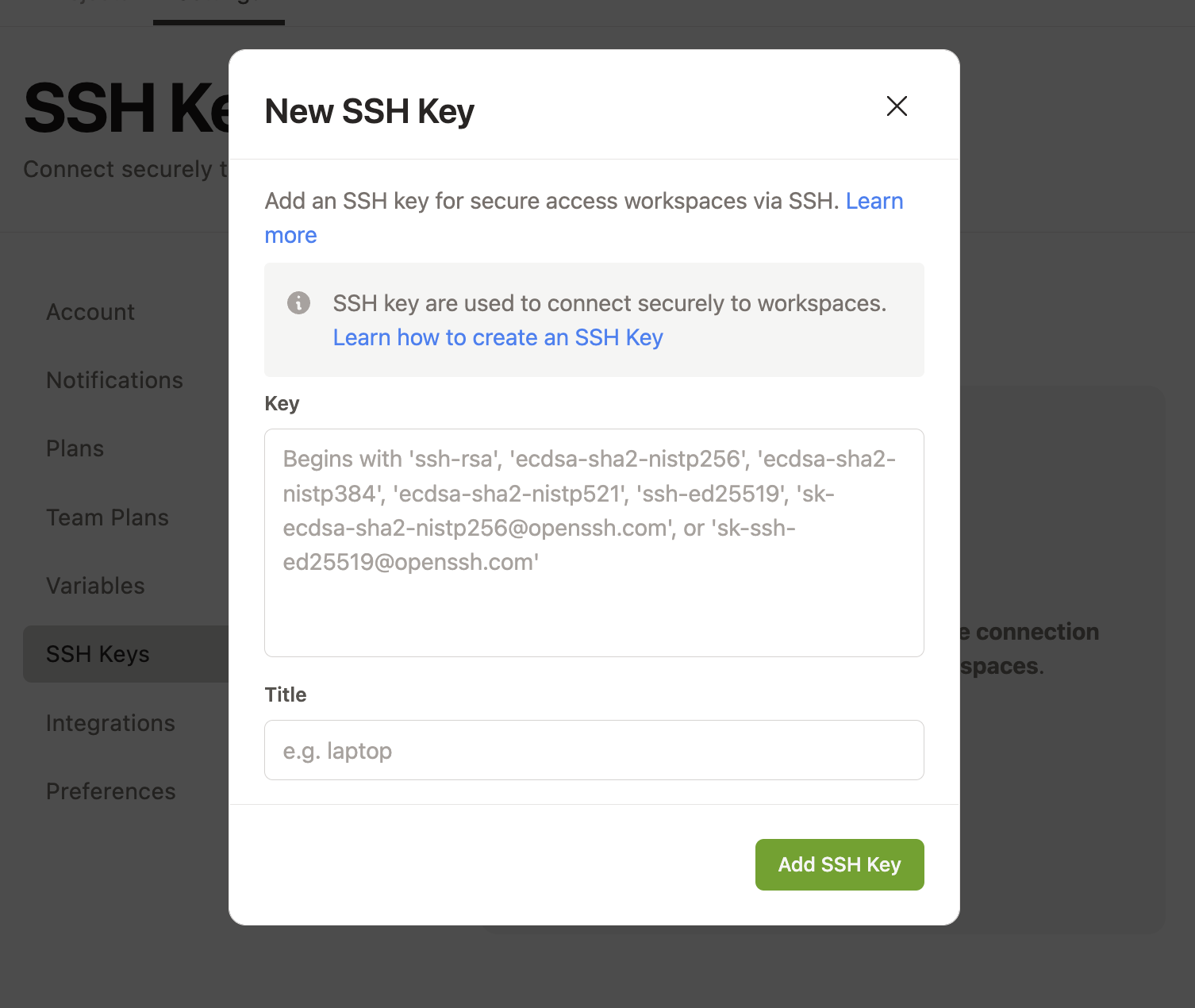 Adding an SSH Key to Gitpod
